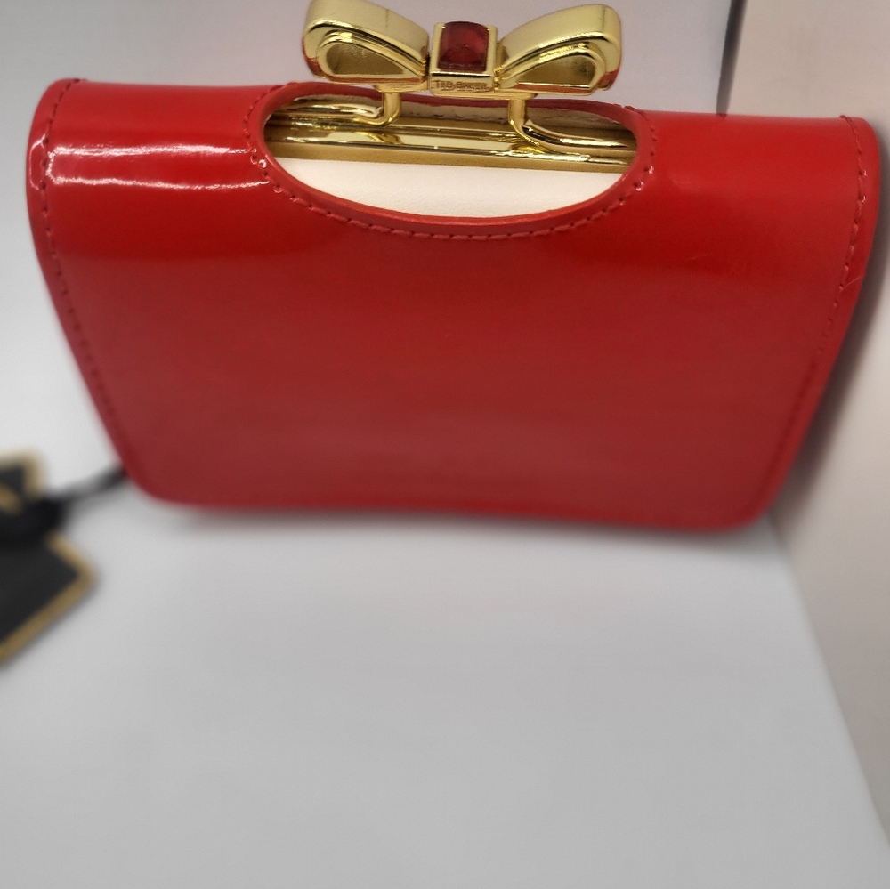 Ted Baker Elegant Red Bow Clutch Wallet Purse - Picture 12 of 12